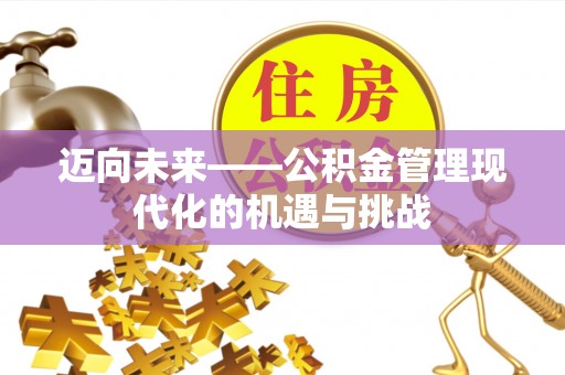 榆树迈向未来——公积金管理现代化的机遇与挑战